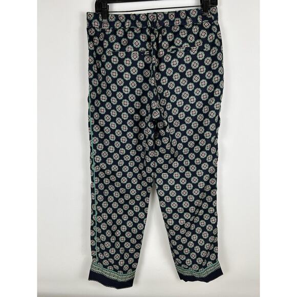 J. Crew Collection Low Rise Silk Capri In Navy Gold Geometric Print Pajama Sz 4 - Picture 5 of 12